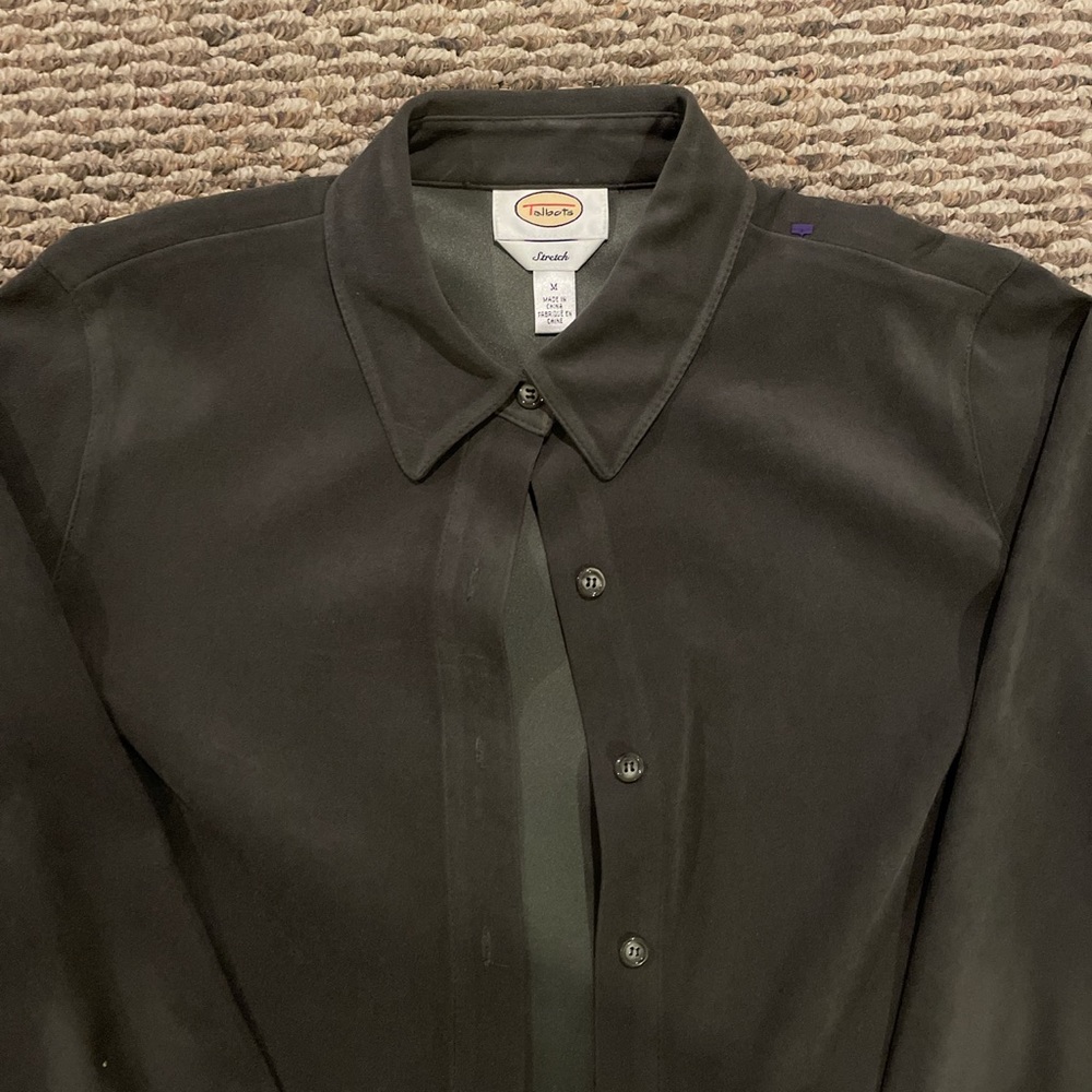 talbots olive green suede/velvety button up